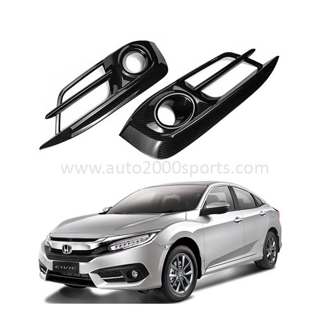 Honda Civic Fog Lamps Fog Lights Cover Carbon 2016-2020