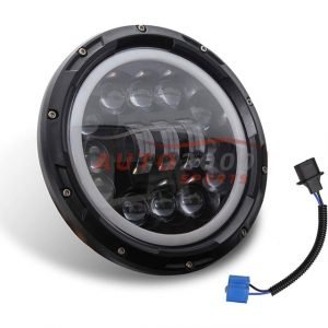 LED Round Light Projector Headlights Headlamps with Neon Ring