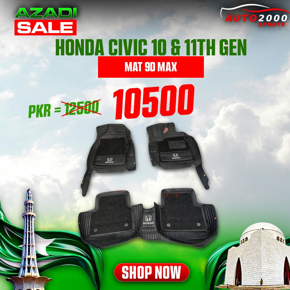 Buy Honda Civic Floor Mats 9D Max 2022-2023