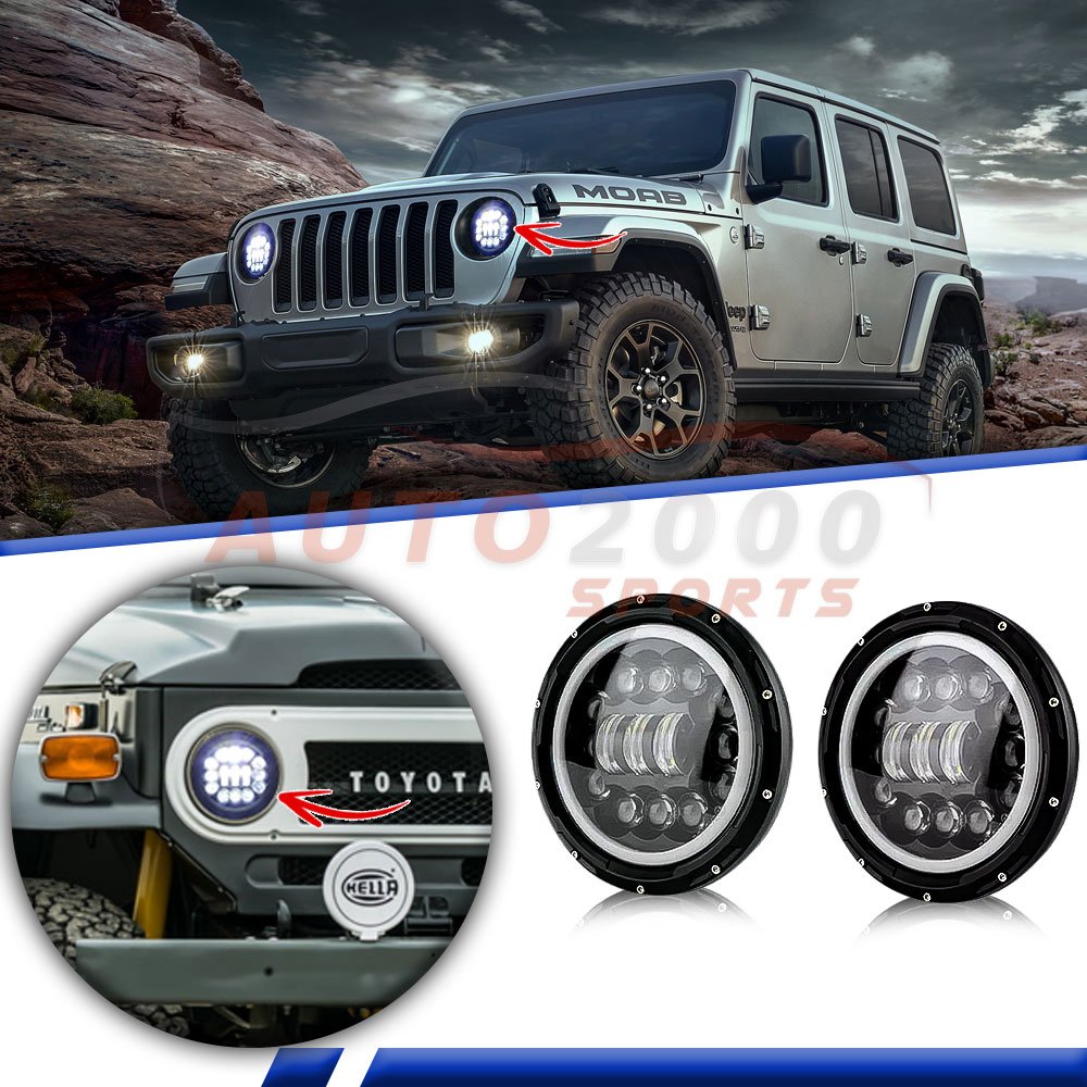 15 LED Universal Round LED Projector Headlights Headlamps